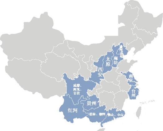 王家洋品牌布局中国地图